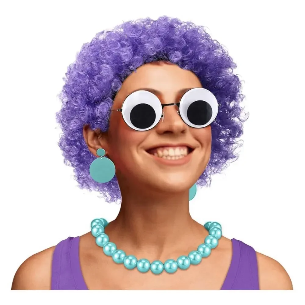 Party Cosplay Hairs Afro Curly Clown Wig Synthetic Football Fans Halloween Set